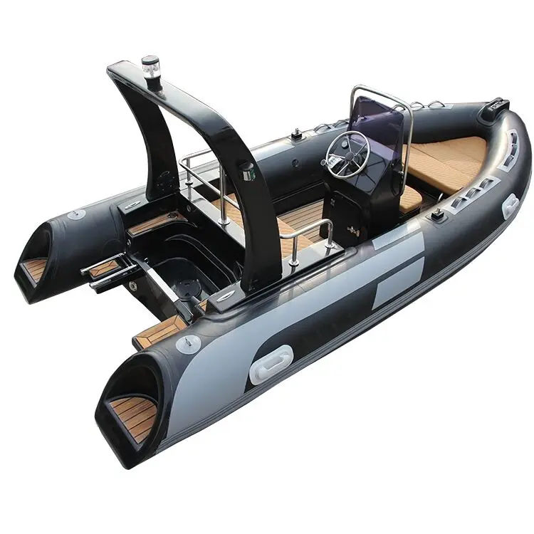 Black and Gray Aluminum Semi-Rigid Boat