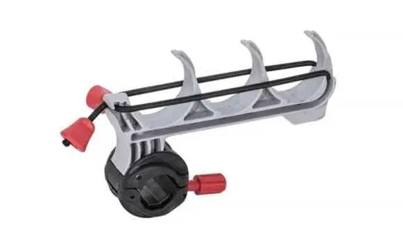 Horizontal holder designed for securely storing fishing rods with a clamp for easy attachment.
